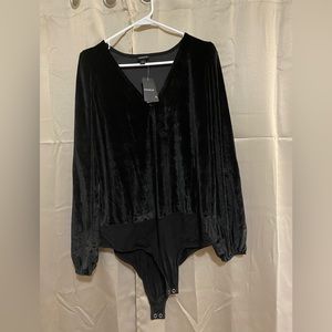 Torrid, Size 1, Black Crushed Velvet Bodysuit